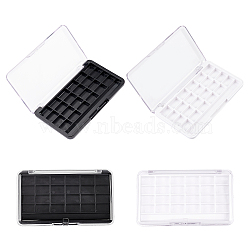 ABS Plastic Eyeshadow Refillable Box, 24 Compartments, with Clear Hinged Lid, Rectangle, Mixed Color, 11.5x6.7x1.6cm, 4pcs/set(MRMJ-FH0001-03)