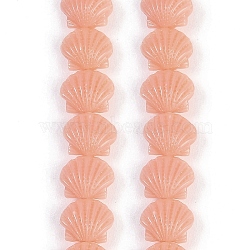 Synthetic Coral Dyed Carved Beads Strands, Shell Shape, Light Salmon, 11~11.5x9x6.5mm, Hole: 1mm, about 30pcs/strand, 10.71''(27.2cm)(CORA-K009-05A-04)