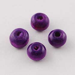 Natural Wood Beads, Round, Dyed, Purple, 9x10mm, Hole: 3.5mm, about 3000pcs/1000g(W02KQ051)