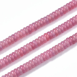 Natural White Jade Beads Strands, Dyed, Rondelle, Pink, 4~5x1.5mm, Hole: 0.8mm, about 225~227pcs/strand, 14.96~15.35 inch(38~39cm)(G-S366-112C)