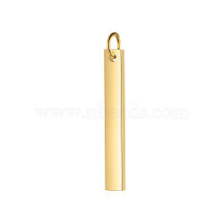 201 Stainless Steel Pendants, with Jump Ring, Manual Polishing, Stamping Blank Tag, Rectangle, Golden, 20x3x1.5mm, Hole: 3mm(A-STAS-S105-T606D-20B)