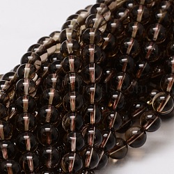 Natural Smoky Quartz Round Beads Strands, 6mm, Hole: 1mm, about 62pcs/strand, 15.7 inch(G-E329-6mm-38)