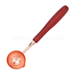 Brass Wax Sticks Melting Spoon, with Wood Handle, Rose Gold, 121x30x15.3mm(AJEW-I043-01RG-01)
