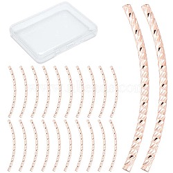 80Pcs Rack Plating Brass Curved Tube Beads, Cadmium Free & Lead Free, Long-Lasting Plated, Rose Gold, 30x1.5mm, Hole: 0.7mm(KK-CN0002-22)