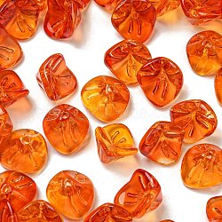 Electroplated Glass Beads, Spray-Painted, Tri Beans, Morning Glory, Dark Orange, 7x11x12mm, Hole: 1.4mm, 100pcs/set(GLAA-G119-01B)