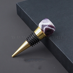 Natural Lepidolite/Purple Mica Stone Red Wine Stoppers, Silicone Bottle Stopper, Cone, 75~85mm(PW-WG26592-04)