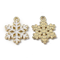 Alloy Enamel Pendants, for Christmas, Snowflake, White, Golden, 20.5x16x1.7mm, Hole: 1.5mm(X-ENAM-Z001-10G)