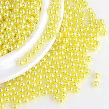 Imitation Pearl Acrylic Beads, No Hole, Round, Champagne Yellow, 1.5~2mm, about 10000pcs/bag