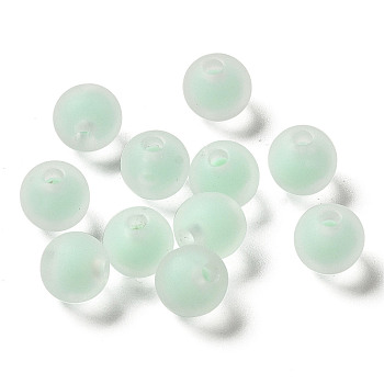 Transparent Acrylic Beads, Frosted, Bead in Bead, Round, Medium Spring Green, 8x7mm, Hole: 2mm, about: 1724pcs/500g