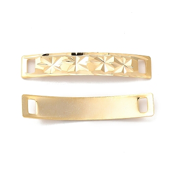Brass Connector Charms, Cadmium Free & Lead Free, Curved Rectangle Links, Real 24K Gold Plated, 6x34.5x0.7mm, Hole: 4x2mm