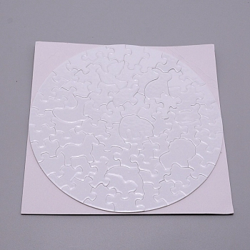 48 Pcs Paper Heat Press Thermal Transfer Crafts Puzzle, Flat Round, White, 24~39x25~44x1.5mm