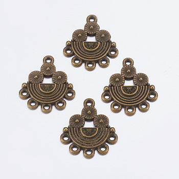 Alloy Rhinestone Connector Settings, Lead Free and Cadmium Free, Half Round, Antique Bronze Color, about 21.5mm long, 18mm wide, 2mm thick, hole: 1mm