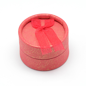 Cardboard Ring Boxes, Flat Round, Red, 5.5x3.5cm