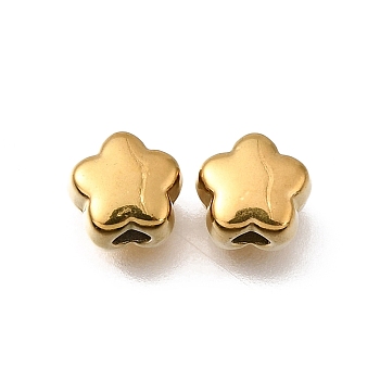 304 Stainless Steel Spacer Beads, Ion Plating(IP), Real 18K Gold Plated, Flower, 6.5x6.5x5mm, Hole: 2mm