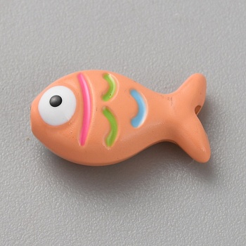 Zinc Alloy Beads, with Enmael, Fish, Orange, 15x9x6mm, Hole: 1.6mm
