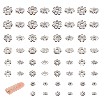 304 Stainless Steel Spacer Beads, Flower, Stainless Steel Color, 3~6x1~1.5mm, Hole: 1~1.4mm, 20pcs/style, 4 styles, 80pcs