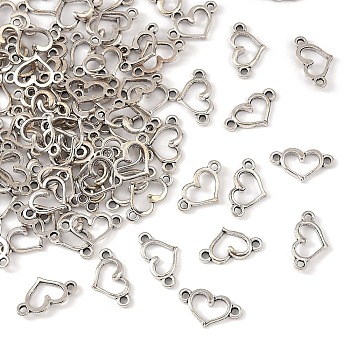 203Pcs Tibetan Style Alloy Hollow Connector Charms, Heart Links, Cadmium Free & Nickel Free & Lead Free, Antique Silver, 15x8x2mm, Hole: 1.4~1.5mm