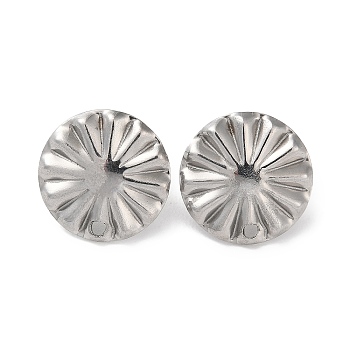 304 Stainless Steel Stud Earring Findings, Flat Round with Hole, Stainless Steel Color, 17mm, Hole: 1.8mm, Pin: 0.8mm