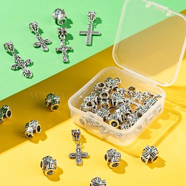 Europäische Perlen aus Legierungs-Strasssteinen zum Thema Ostern und europäische baumelnde Charms aus Legierung im tibetischen Stil(X1-DIY-LS0001-96)-5
