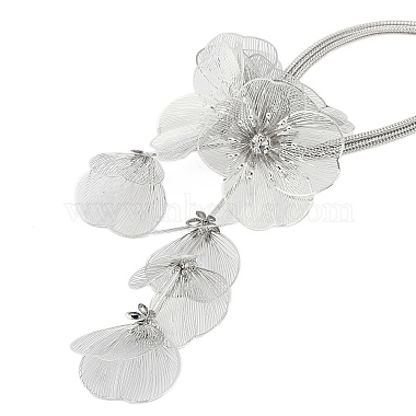 Flower Alloy Rhinestone Pendant Necklaces for Women(NJEW-Z043-02P)-4