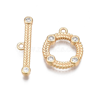 Brass Micro Pave Clear Cubic Zirconia Toggle Clasps(KK-Q278-015-NF)-3