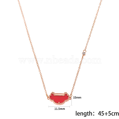 Red Acrylic & Mozambique Diamond Bear Pendant Necklaces(DX5935)-5