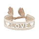 Silicone Word Love Pattern Braided Cord Bracelet with Polyester Tassels(VALE-PW0001-032A)-1