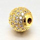 Round Brass Micro Pave Cubic Zirconia Beads(ZIRC-N016-01G-8mm)-2