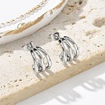304 Stainless Steel Triple C-Shaped Stud Earrings for Women, with 316 Surgical Stainless Steel Ear Pins, Stainless Steel Color, 13.5x18x9~10mm(EJEW-C096-68P-01)