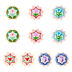 10Pcs 5 Styles Baking Paint Glass Enamel Beads, Flat Round, Bumpy, Mixed Color, Mixed Shapes, 19x19.5x8.5mm, Hole: 1.2mm, 2pcs/style (LAMP-TA0002-50A)