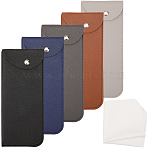 5Pcs 5 Colors Rectangle PU Leather Eyelasses Case, Portable Slip-in Sunglass Pouch, with 1Pc Suede Fiber Glasses Cleaning Cloth, Mixed Color, 186x80x8mm(AJEW-CN0005-39)