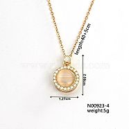 Simple and Versatile Brass Pendant Necklacs, with Rhinestones, Golden, Flat Round, 15.75 inch(40cm)(DU3795-4)