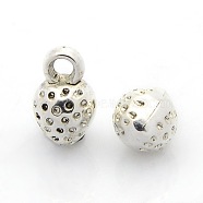 CCB Plastic Fruit Pendants, Strawberry Charms, Antique Silver, 11x7x7mm, Hole: 2mm(CCB-J030-23AS)