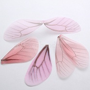 Atificial Craft Chiffon Butterfly Wing, Handmade Organza Dragonfly Wings, Gradient Color, Ornament Accessories, Pink, 92x20mm, Hole: 1.5mm(FIND-PW0001-027-A02)