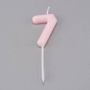 Paraffin Candles, Number Shaped Smokeless Candles, Decorations for Wedding, Birthday Party, Pink, Num.7, 7: 87.5x28.5x8.5mm(DIY-K028-D02-07)