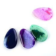 Natural Agate Big Pendants, Dyed, teardrop, Mixed Color, 54~55x34.5~36x8~9mm, Hole: 2mm(G-S204-25)