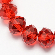 Handmade Glass Beads, Faceted Rondelle, Red, 12x8mm, Hole: 1mm, about 72pcs/strand(G02YI0G4)