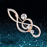 Alloy with Glass Rhinestone Brooch, Musical Note, 50mm(PW-WG27359-05)