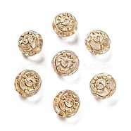 Metal Enlaced Transparent Acrylic Beads, Golden Plated, Rose, Gold, 10x10x7.5mm, Hole: 1mm, about 1000Pcs/500G(MACR-M045-02)