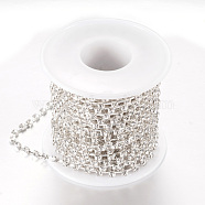 Brass Rhinestone Strass Chains, with Spool, Rhinestone Cup Chains, Silver Color Plated, Crystal, 2.8mm, about 10yards/roll(CHC-T002-SS12-01S)