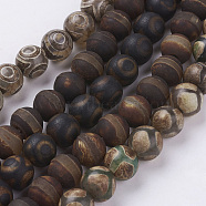 Tibetan Style dZi Beads, Natural Agate, Dyed, Round, Mixed Color, 10mm(G-G039-10mm-M)