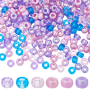 600Pcs 6 Colors Opaque & Transparent Plastic Beads, Barrel, Mixed Color, 9x6mm, Hole: 3.5~3.8mm, 100pcs/color(KY-SC0001-92)