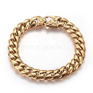 201 Stainless Steel Curb Chain Bracelets, Golden, 9 inch(23cm), 12mm(BJEW-P244-01G)
