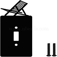 Iron Light Switch Plate Outlet Cover, Metal Switch Plates Decoration, with Screws, Rectangle with Beach Chair, Black, 137x69mm(AJEW-WH0197-029)