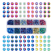 48G 12 Colors Glass Hotfix Rhinestone, Flat Back & Back Plated, Half Round, AB Color, Mixed Color, 2.7~2.9x1.3mm, 4g/color(DIY-TA0004-53)