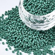 TOHO Round Seed Beads, Japanese Seed Beads, (55D) Opaque Dark Turquoise, 11/0, 2.2mm, Hole: 0.8mm, about 50000pcs/pound(SEED-TR11-0055D)