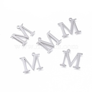 Tarnish Resistant 304 Stainless Steel Charms, Greek Alphabet, Stainless Steel Color, Letter.M, 14x14.5x1mm, Hole: 1.2mm(STAS-K215-12P)