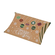 Christmas Theme Cardboard Candy Pillow Boxes, Cartoon Bell Candy Snack Gift Box, Colorful, Fold: 7.3x11.9x2.6cm(CON-G017-02J)