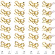 40Pcs Alloy Stud Earring Findings, with Horizontal Loops and Steel Pins, Bowknot, with 80Pcs Plastic Ear Nuts, Light Gold, 8x14mm, Hole: 1.4mm, Pin: 0.7mm(FIND-FH0005-80)