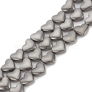 Electroplate Non-magnetic Synthetic Hematite Beads Strands, Heart, Gunmetal Plated, 6x5.5x3mm, Hole: 1mm, about 70pcs/strand, 15.7 inch(G-T061-101I)